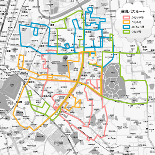 堺市北区を中心に運行中の通園バスルート　全体地図